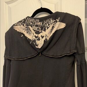 Vintage Juicy Couture Charcoal Hoodie with Skull Graphic